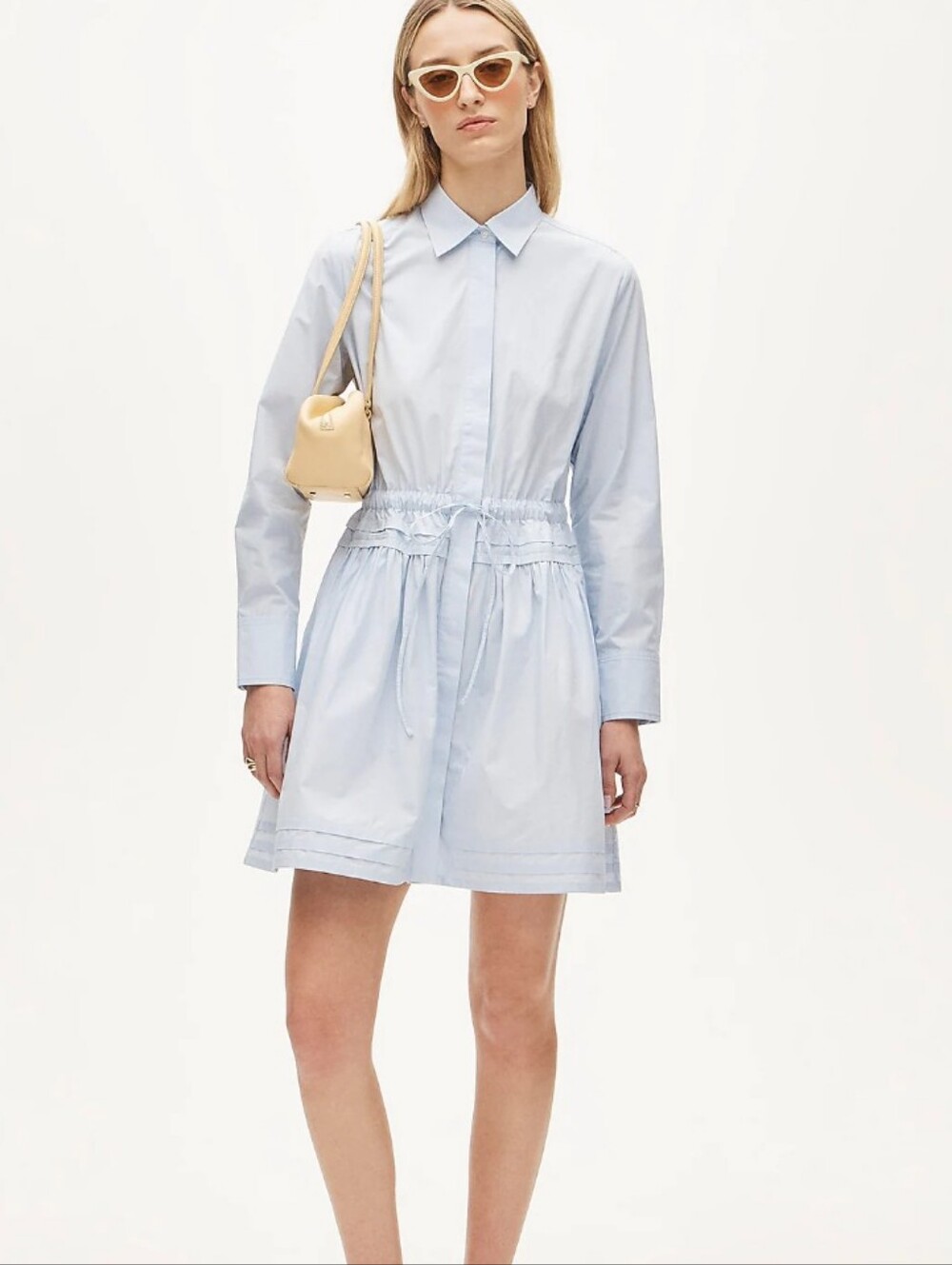 J Crew Elena mini shirt-dress in cotton poplin CS931 Size 12 Baby Blue